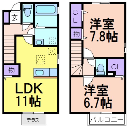 ロイヤルプラザ　Ｃ棟（メゾネット）の物件間取画像